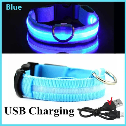 LED Glowing Dog Collar – Adjustable, Rechargeable Night Safety Collar