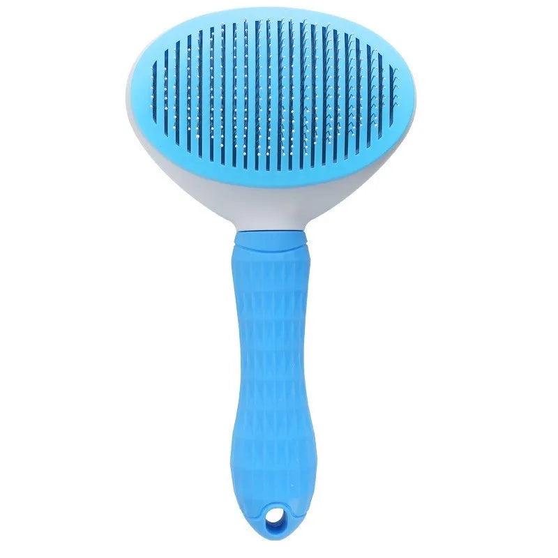 One-Click Pet Hair Removal Comb for Effortless Grooming of Dogs and Cats - Float Hair Removal Slicker Brush with Automatic Funct